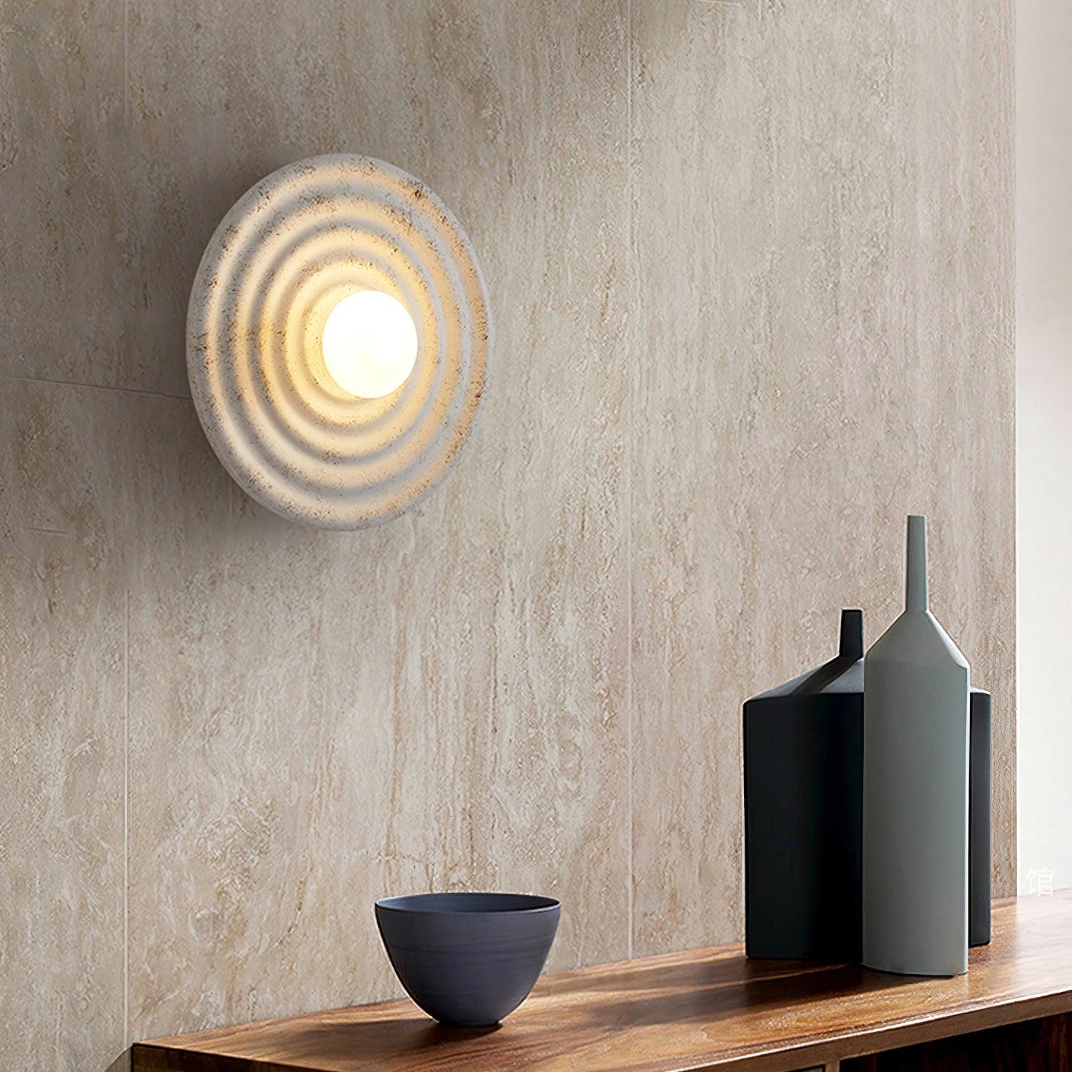 Wall Lamp Rippled Resin Round Shade Gentle Glow for Modern Spaces - Neutralighting
