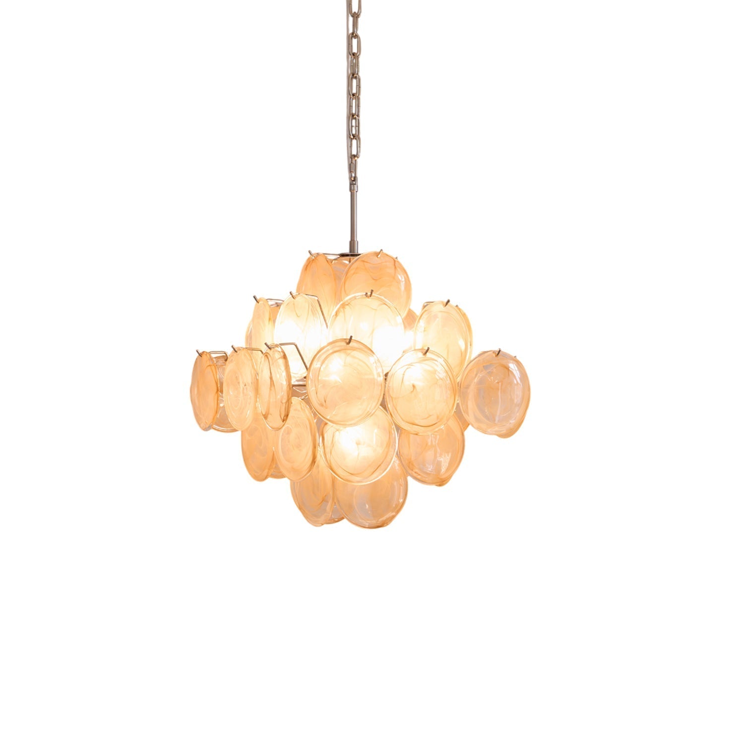 Aurora Chandelier Apricot Murano Glass Disc Layered Artistic