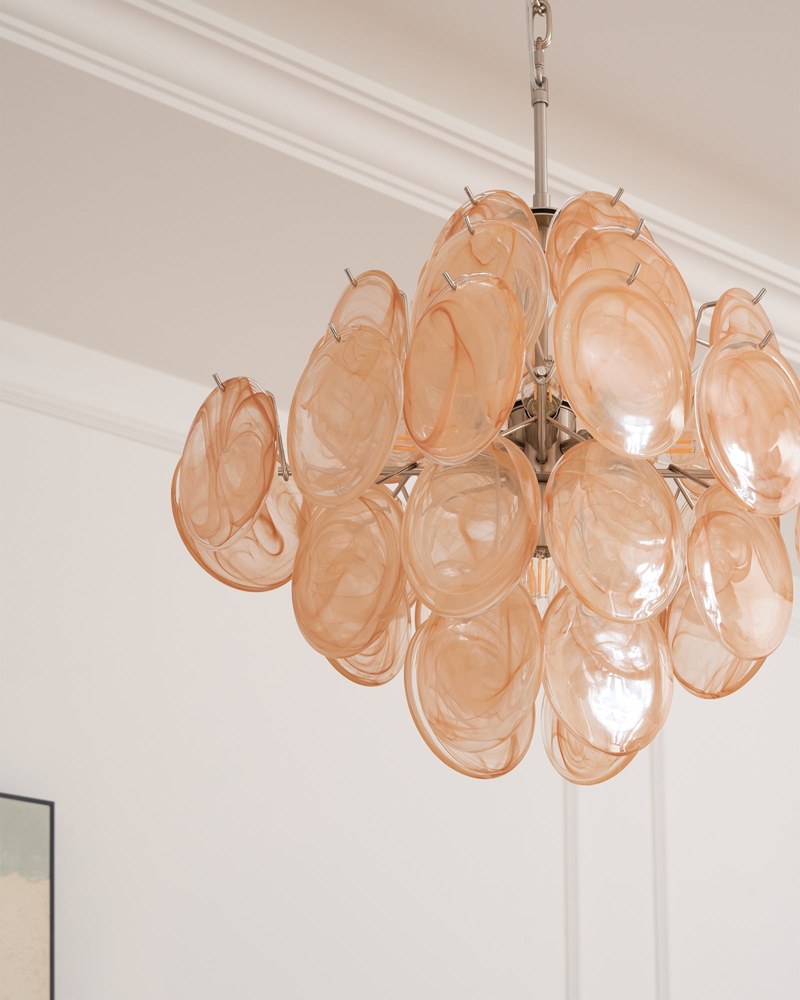 Aurora Chandelier Apricot Murano Glass Disc Layered Artistic