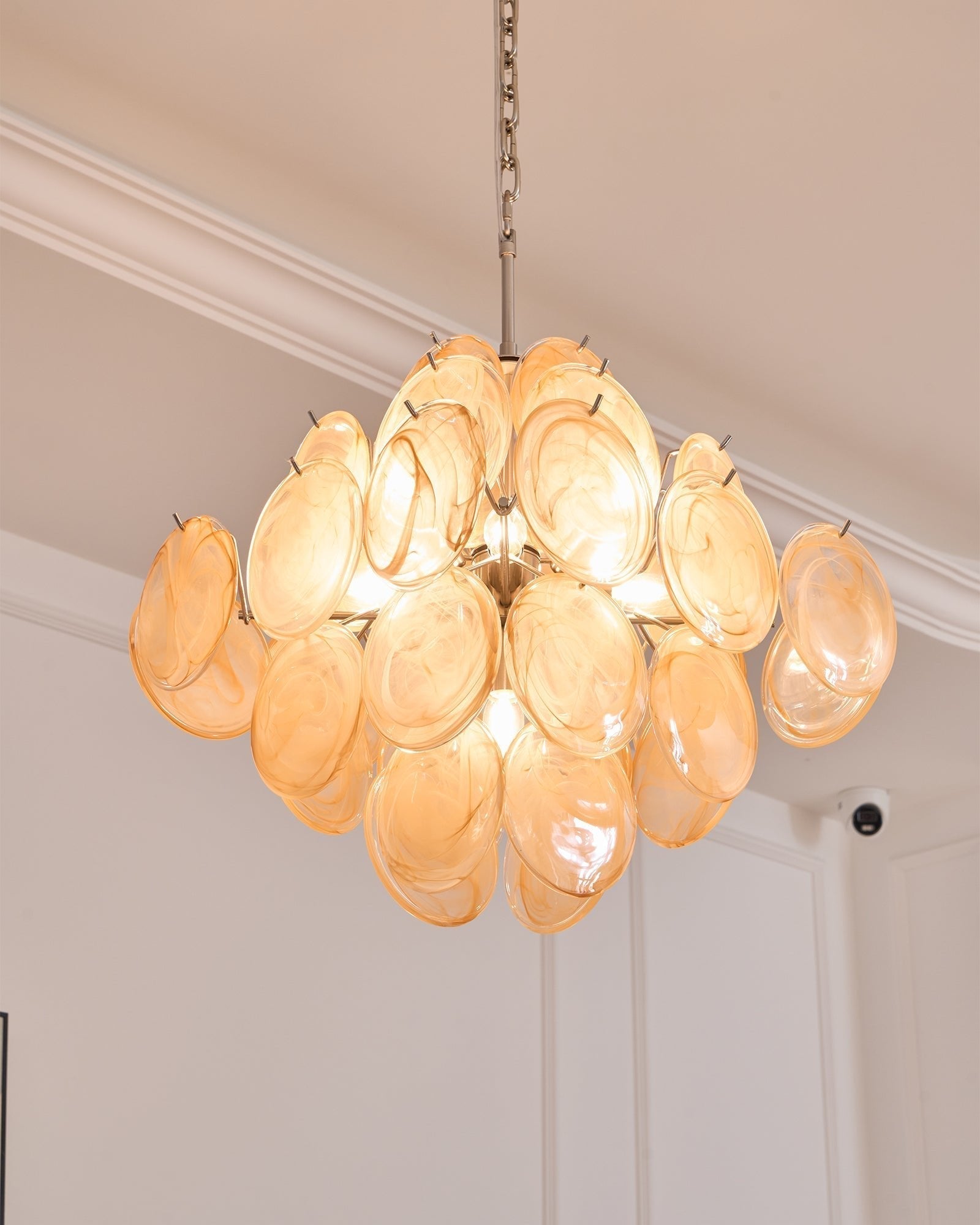 Aurora Chandelier Apricot Murano Glass Disc Layered Artistic