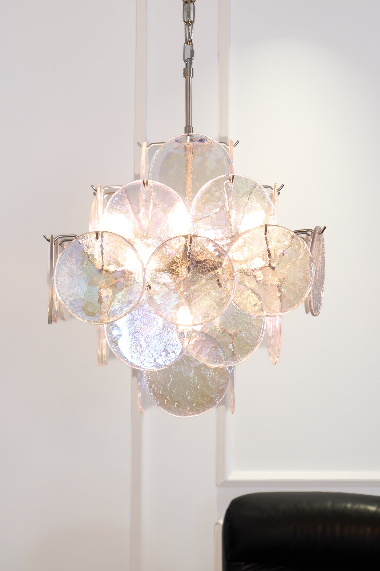 Aurora Chandelier Iridescent Murano Disc Layered
