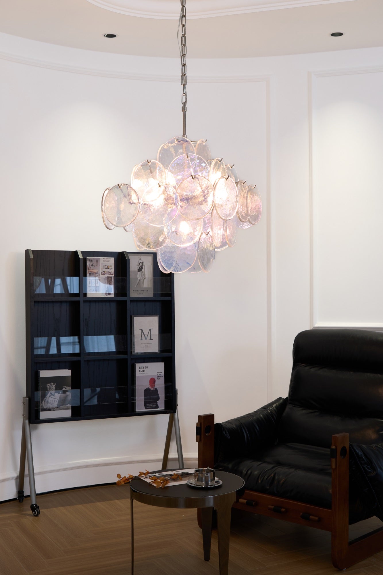 Aurora Chandelier Iridescent Murano Disc Layered