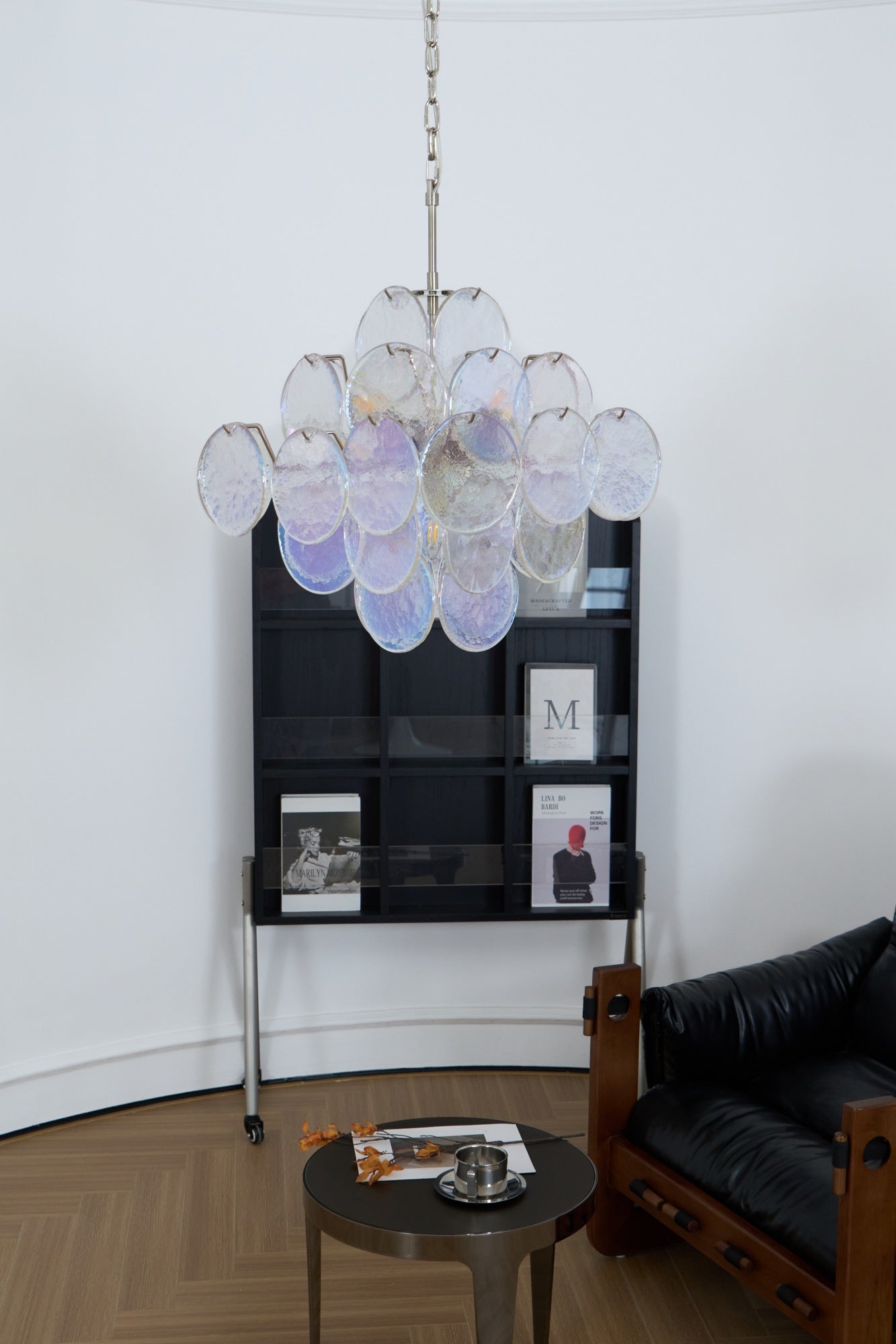 Aurora Chandelier Iridescent Murano Disc Layered