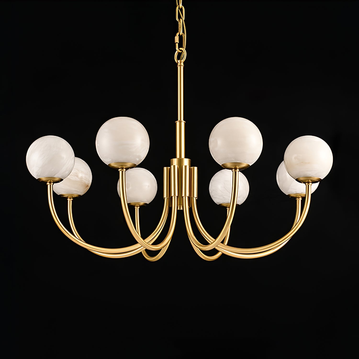Mjolkuvys Modern Minimalist Globe Brass Alabaster Chandelier - Neutralighting