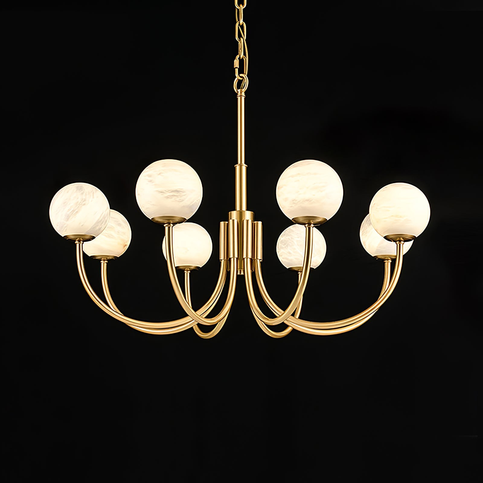 Mjolkuvys Modern Minimalist Globe Brass Alabaster Chandelier - Neutralighting