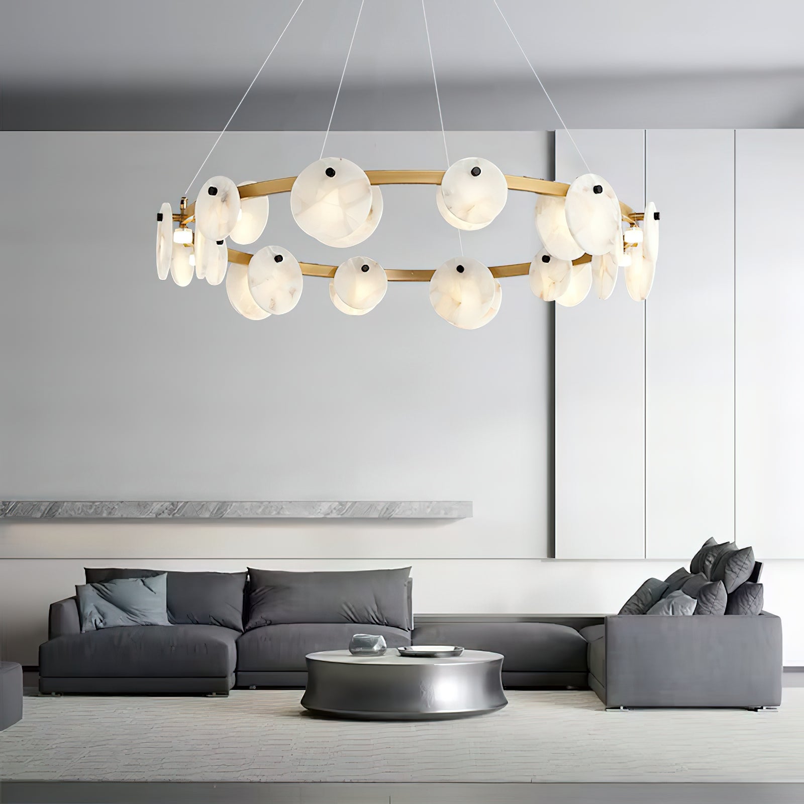 Ostruvys Postmodern Luxury Brass Alabaster Chandelier - Neutralighting