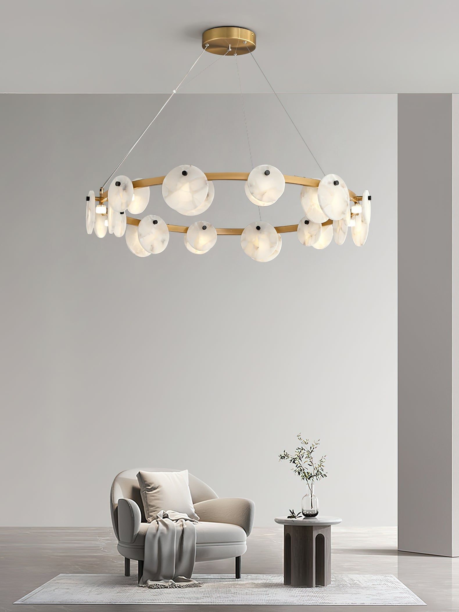 Ostruvys Postmodern Luxury Brass Alabaster Chandelier - Neutralighting