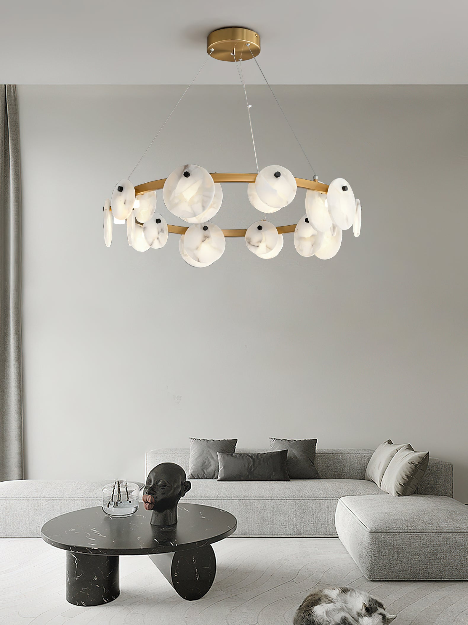 Ostruvys Postmodern Luxury Brass Alabaster Chandelier - Neutralighting