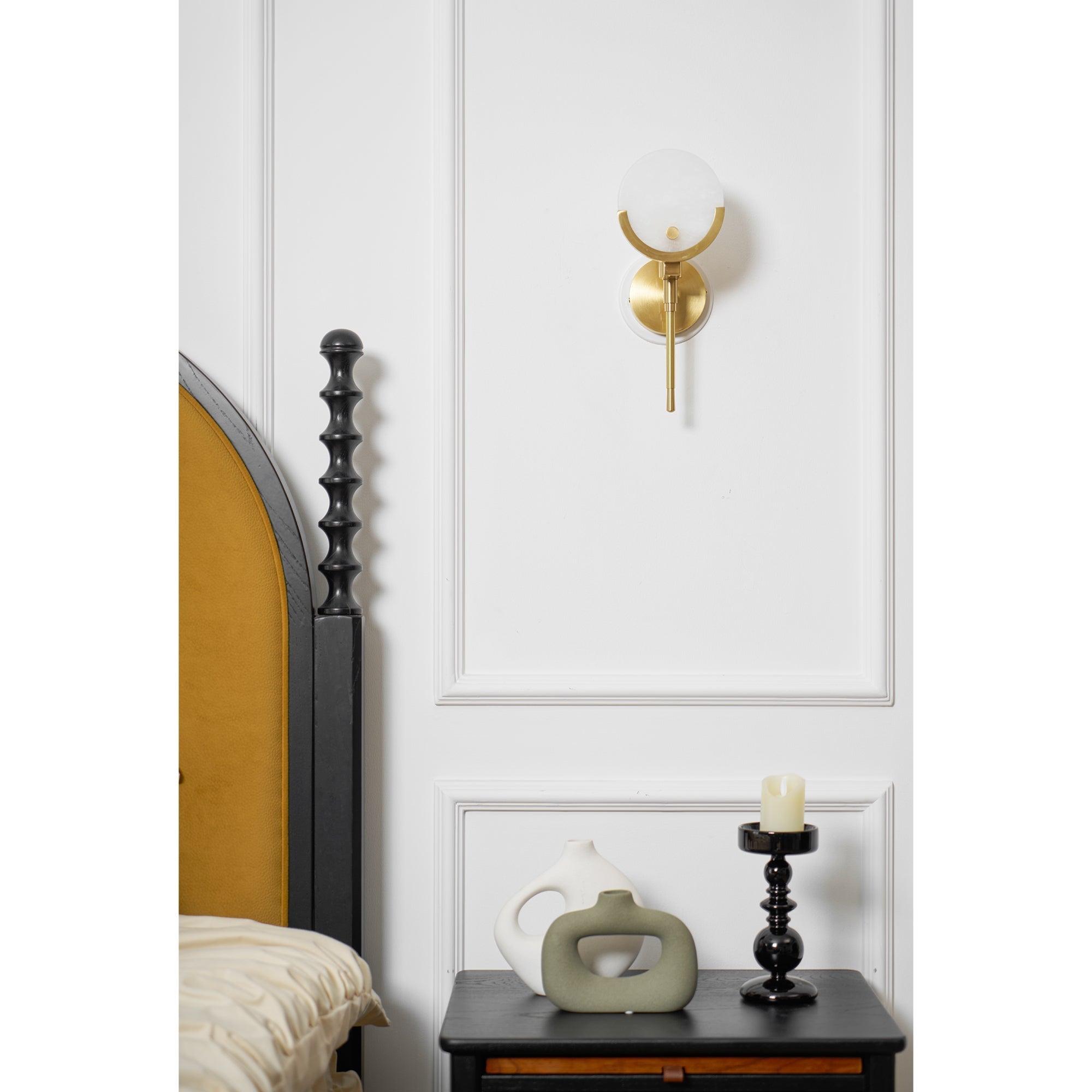 Ljomuvyo Modern Minimalist Brass Alabaster Sconce Wall Lamp - Neutralighting