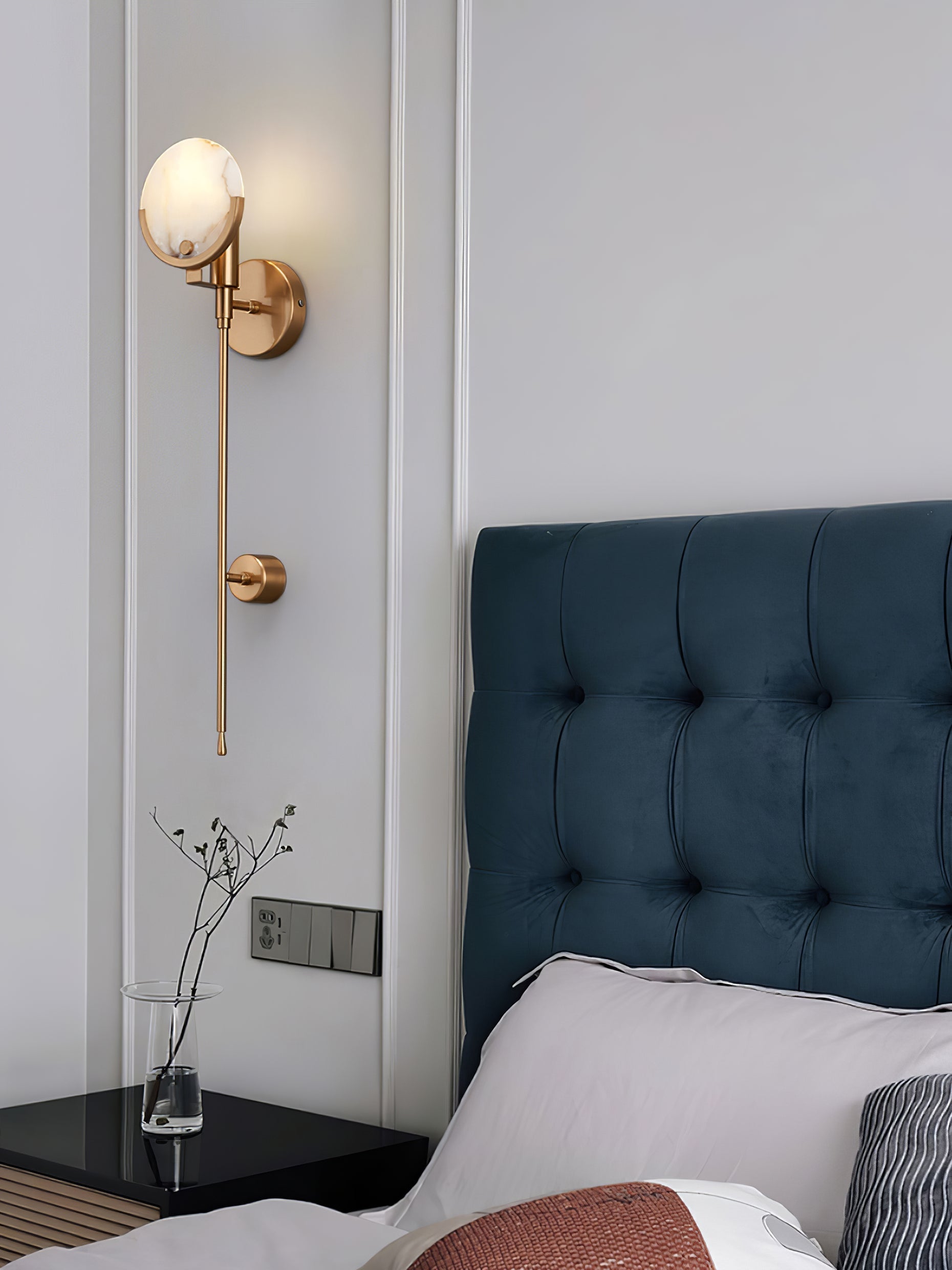 Ljomuvyo Modern Minimalist Brass Alabaster Sconce Wall Lamp - Neutralighting