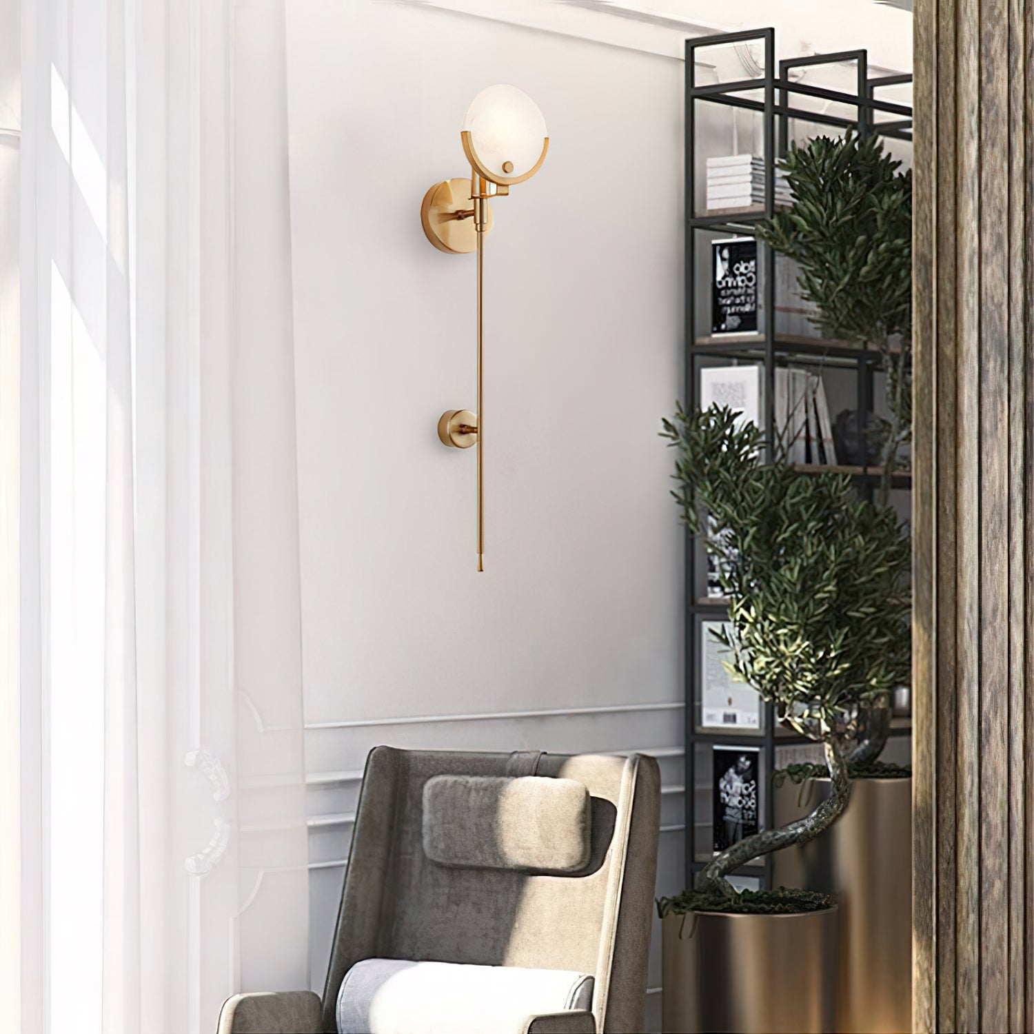 Bravi Brass Sconce Alabaster - Neutralighting