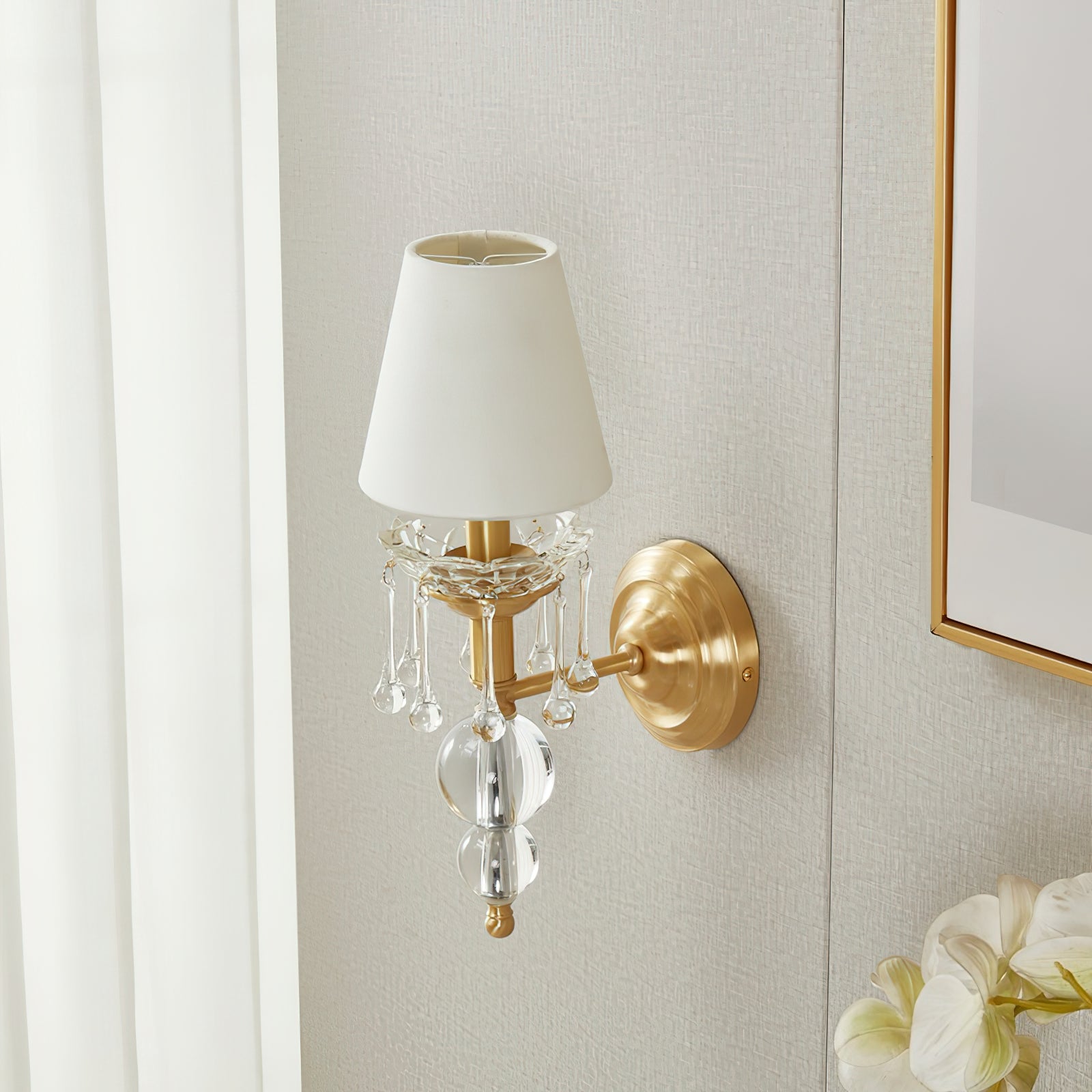 Qvistuvyh Postmodern Luxury Fabric Crystal Wall Lamp - Neutralighting
