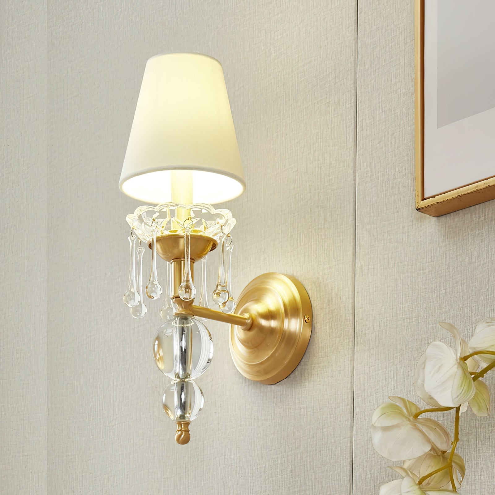 Qvistuvyh Postmodern Luxury Fabric Crystal Wall Lamp - Neutralighting