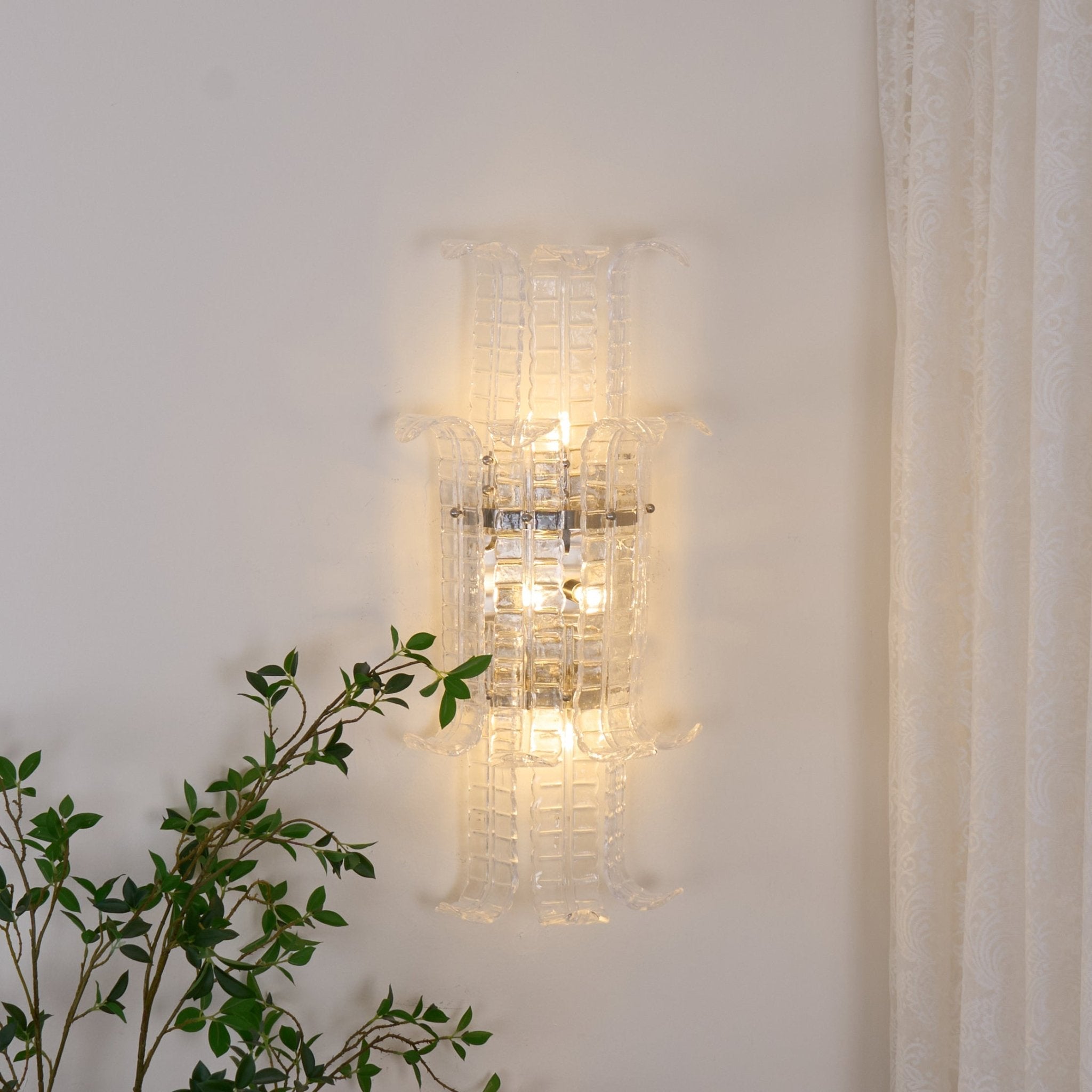 Aurora Wall Sconce Clear Murano Glass Panel Geometric