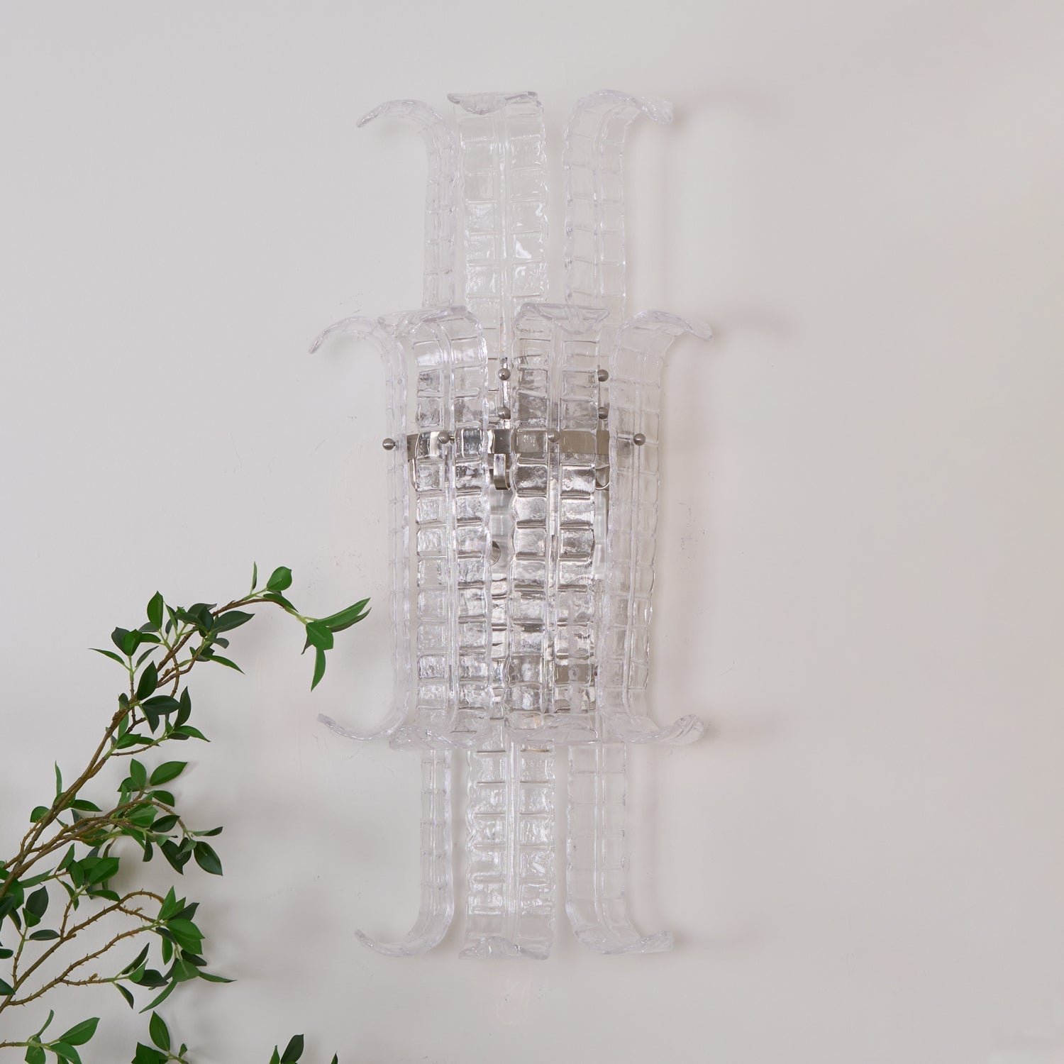 Aurora Wall Sconce Clear Murano Glass Panel Geometric