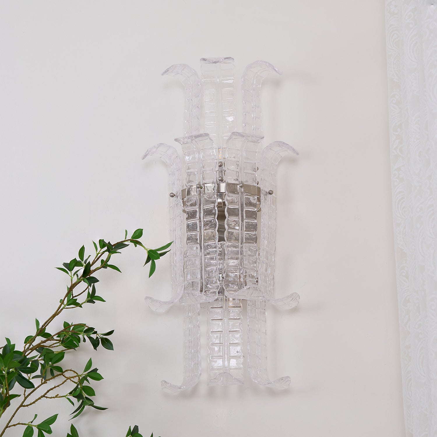 Aurora Wall Sconce Clear Murano Glass Panel Geometric