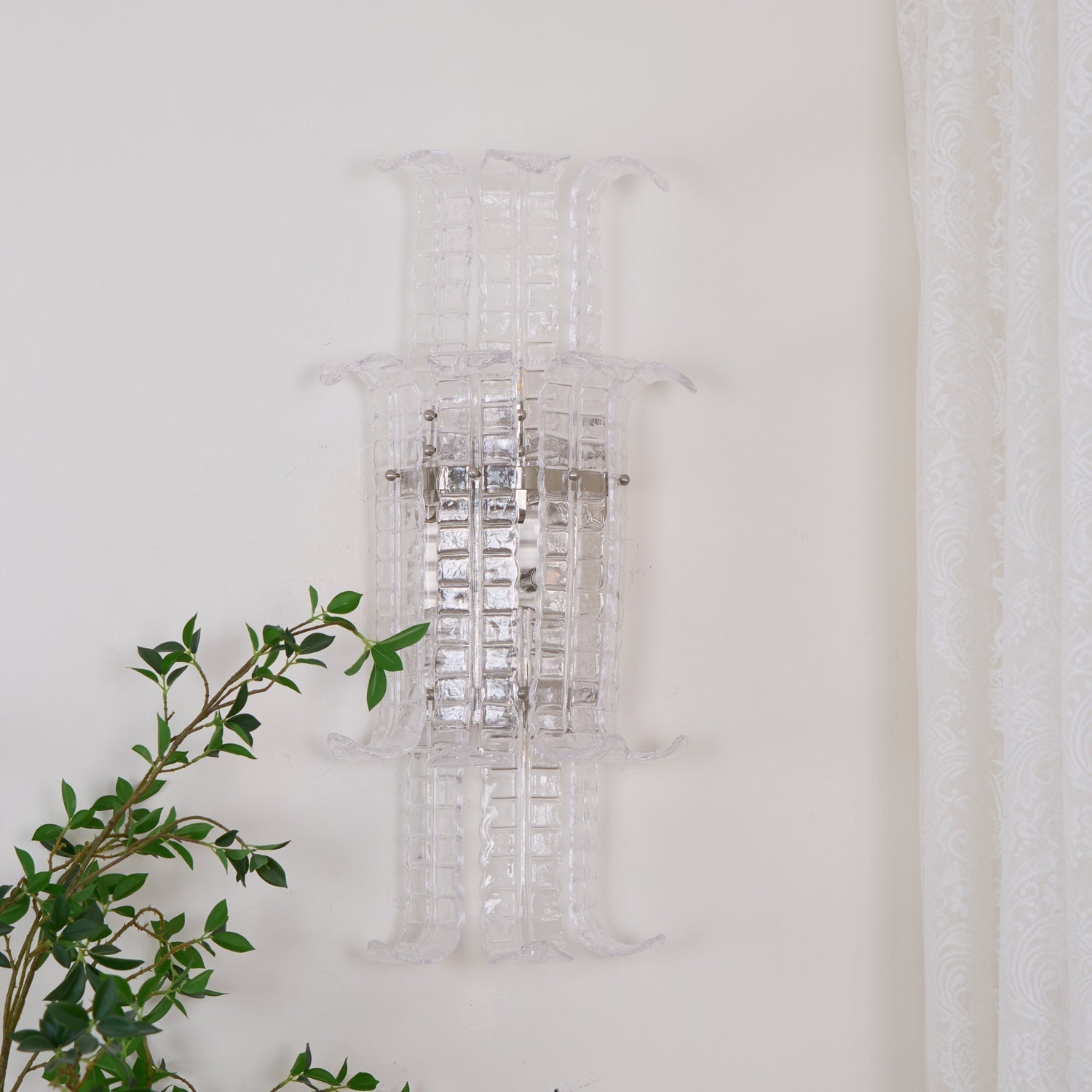 Aurora Wall Sconce Clear Murano Glass Panel Geometric