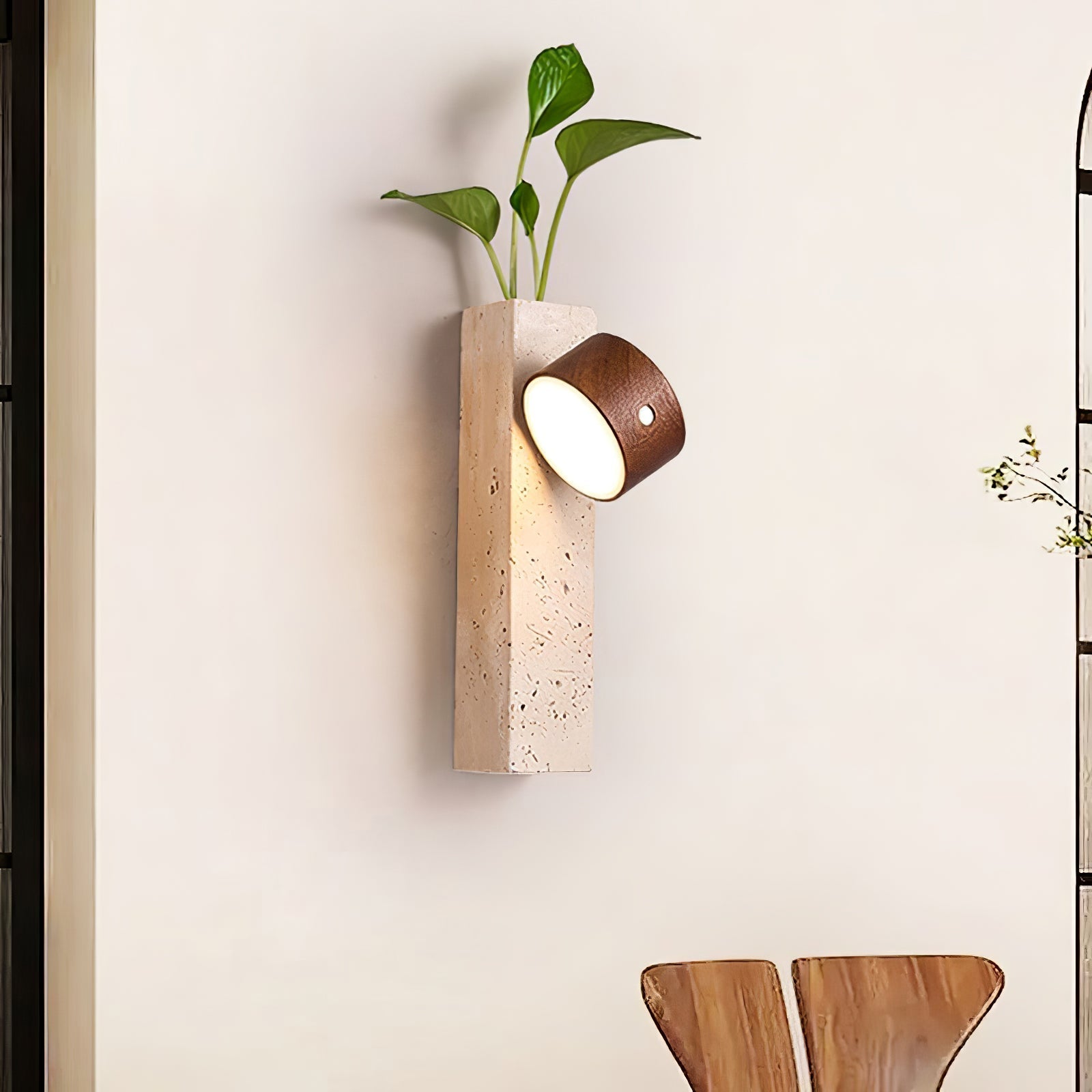 Zarinila Rectangular-Block Travertine Wall Light - Neutralighting