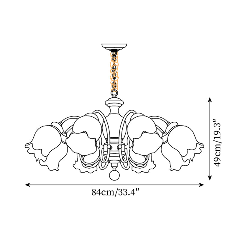 Chandelier Tulip Glass Shades Walnut Wood Frame Rustic - Neutralighting