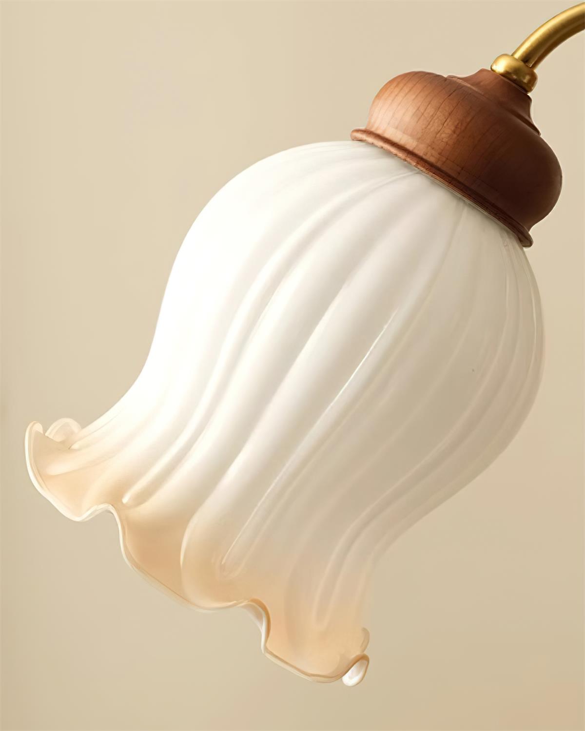 Chandelier Tulip Glass Shades Walnut Wood Frame Rustic - Neutralighting