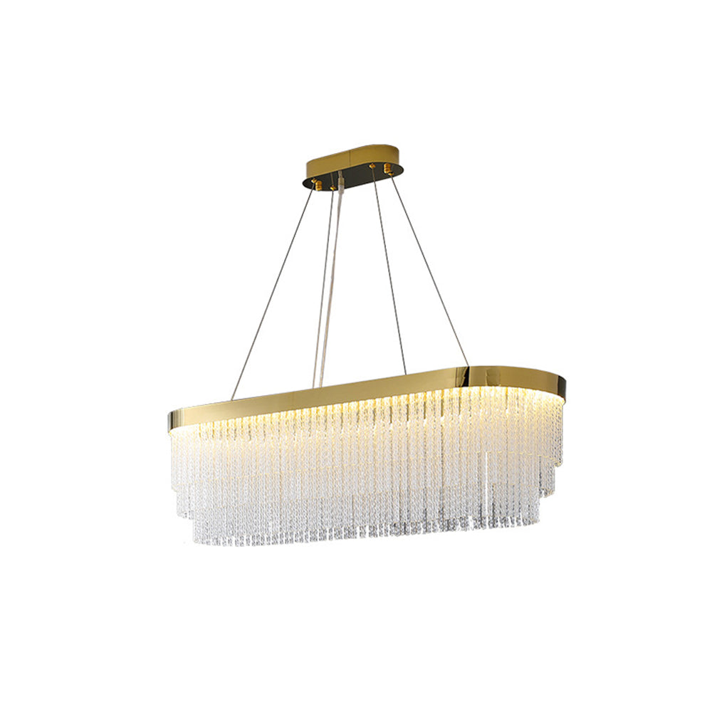 Kristy Modern Spiral Crystal Ring /Rectangle Chandelier, Gold - Neutralighting