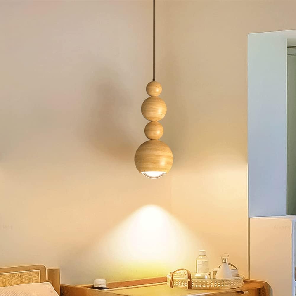 Muto Vintage LED Pendant Globe Light White Metal Wood Bedroom - Neutralighting