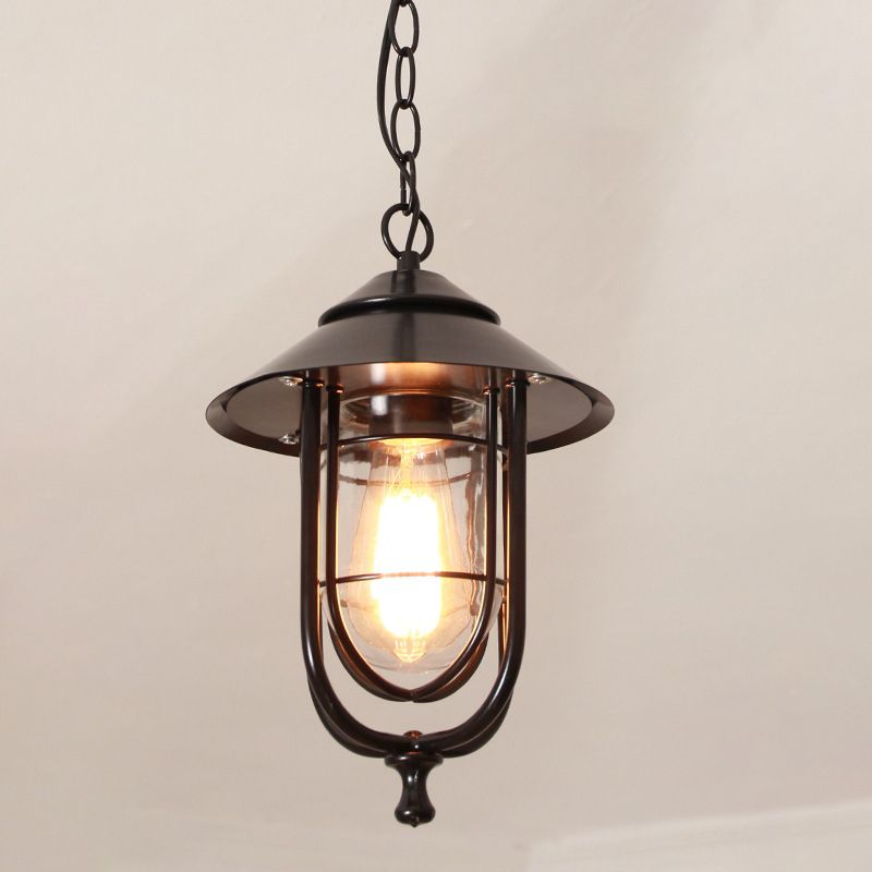 Ray Retro Lantern Metal Pendant Light, Black/Bronze - Neutralighting