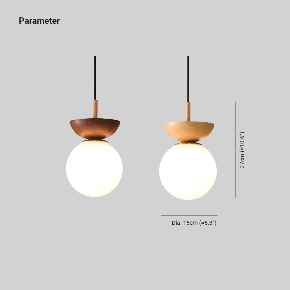 Valentina Nordic Japanese Glob LED Ceiling/Pendant Light Metal Glass Bedroom, Burlywood - Neutralighting