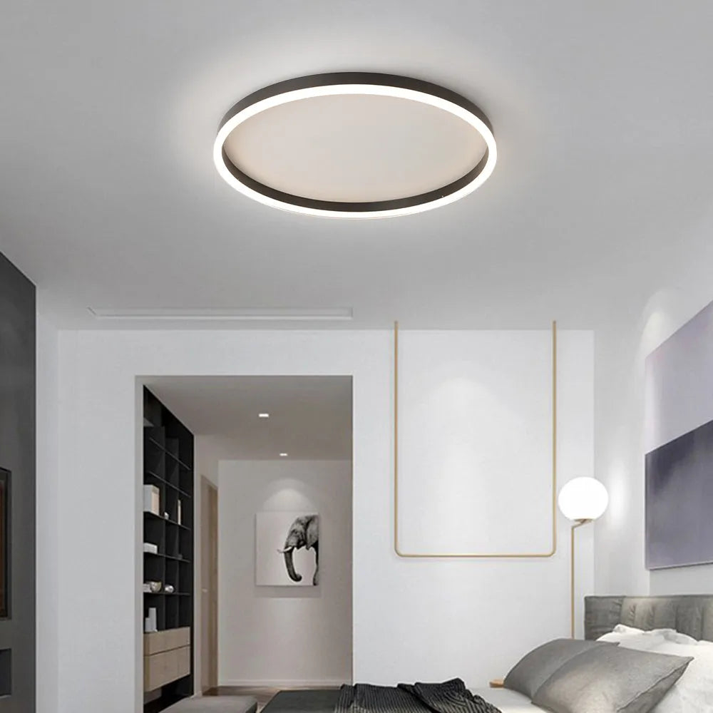 Arisha Minimalist Ring Metal Flush Mount Ceiling Light, Black - Neutralighting
