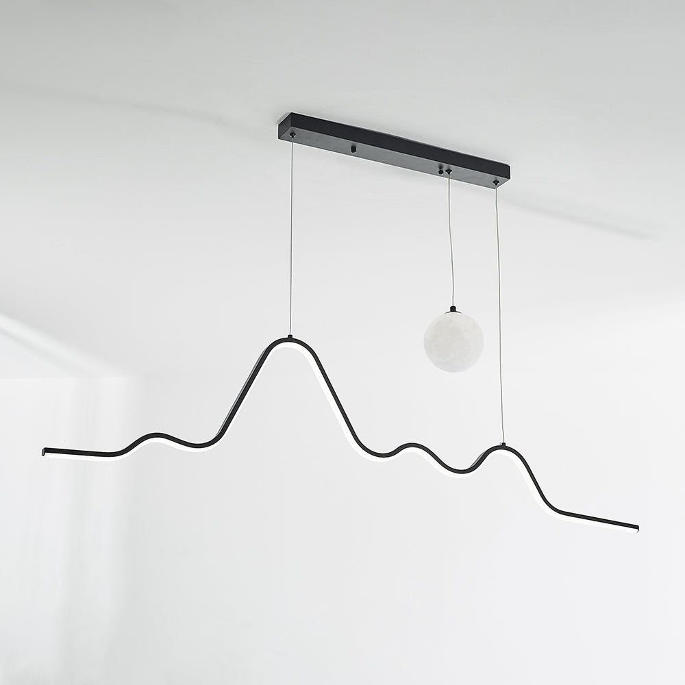Arisha Minimalist Wavy Metal Pendant Light, Black/White/Gold - Neutralighting