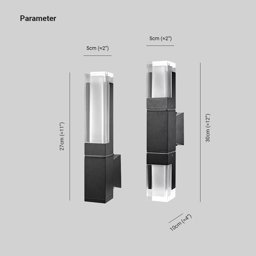 Ray Modern Rectangular Double- Head Metal Outdoor Wall Lamp - Neutralighting