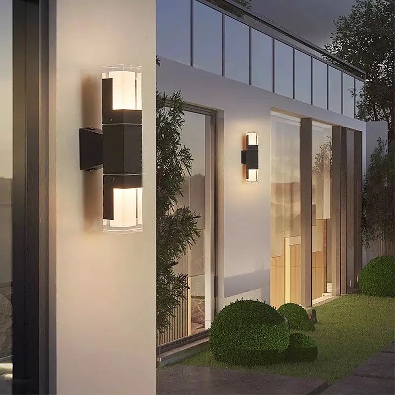 Ray Modern Rectangular Double- Head Metal Outdoor Wall Lamp - Neutralighting
