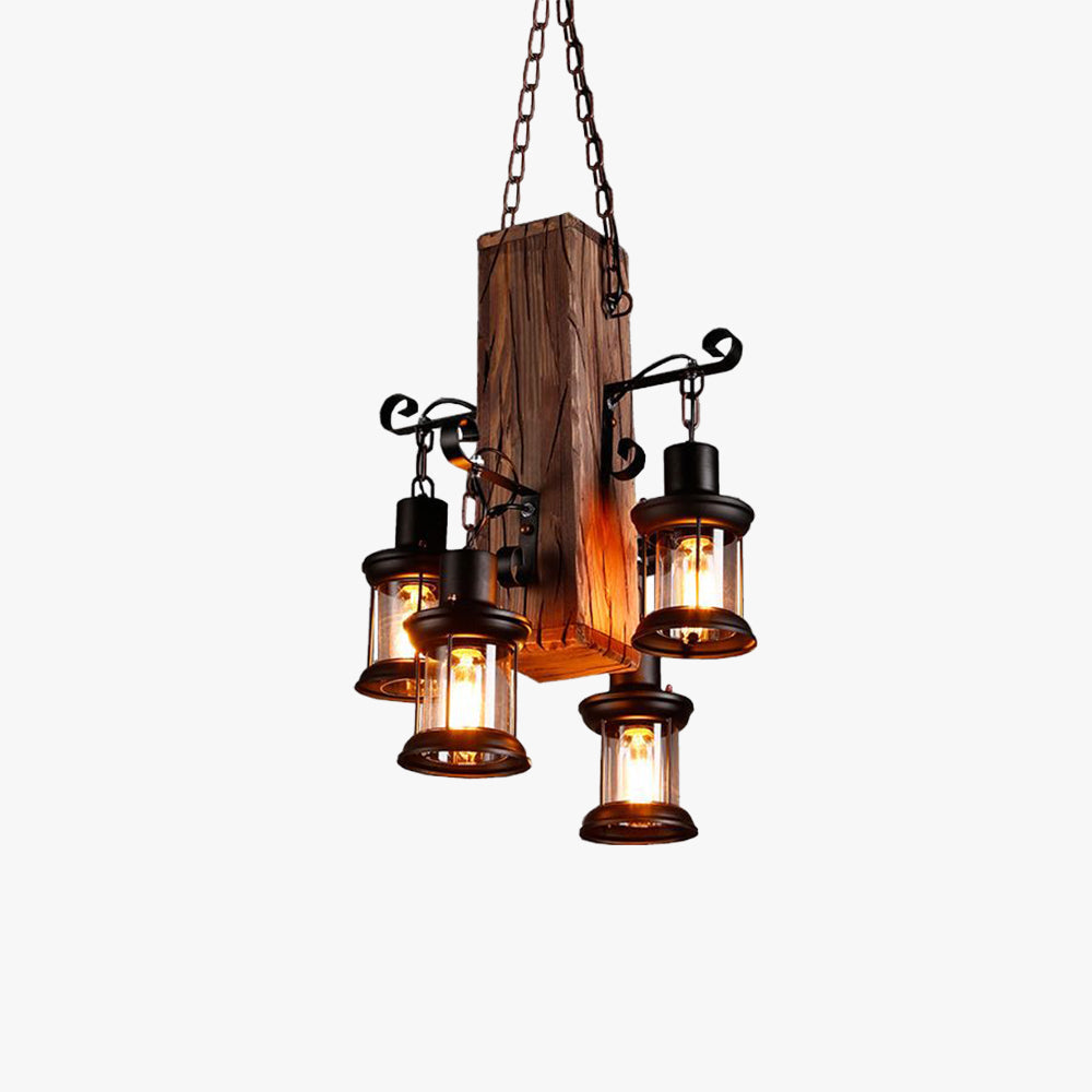 Austin Industrial Lantern Wood Pendant Light - Neutralighting