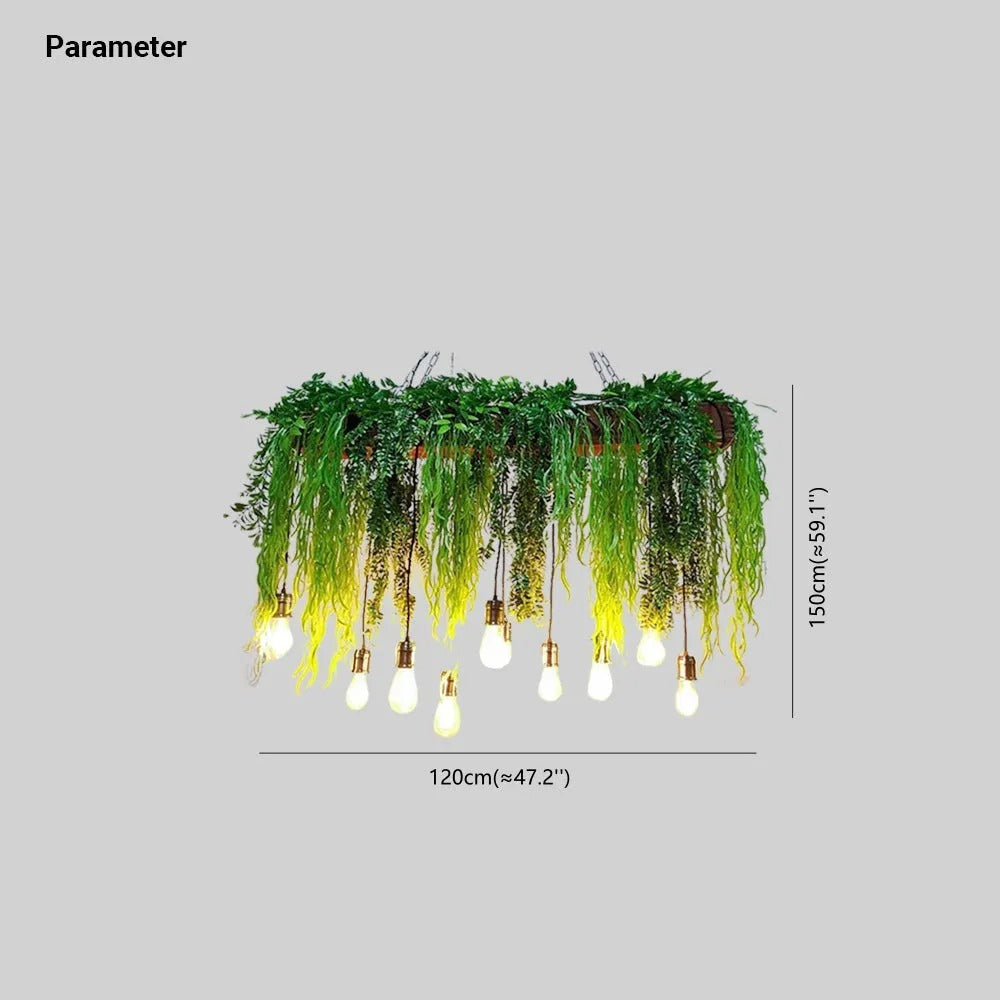 Ritta Natural Decorative Rectangular Plant Metal Pendant Light Green