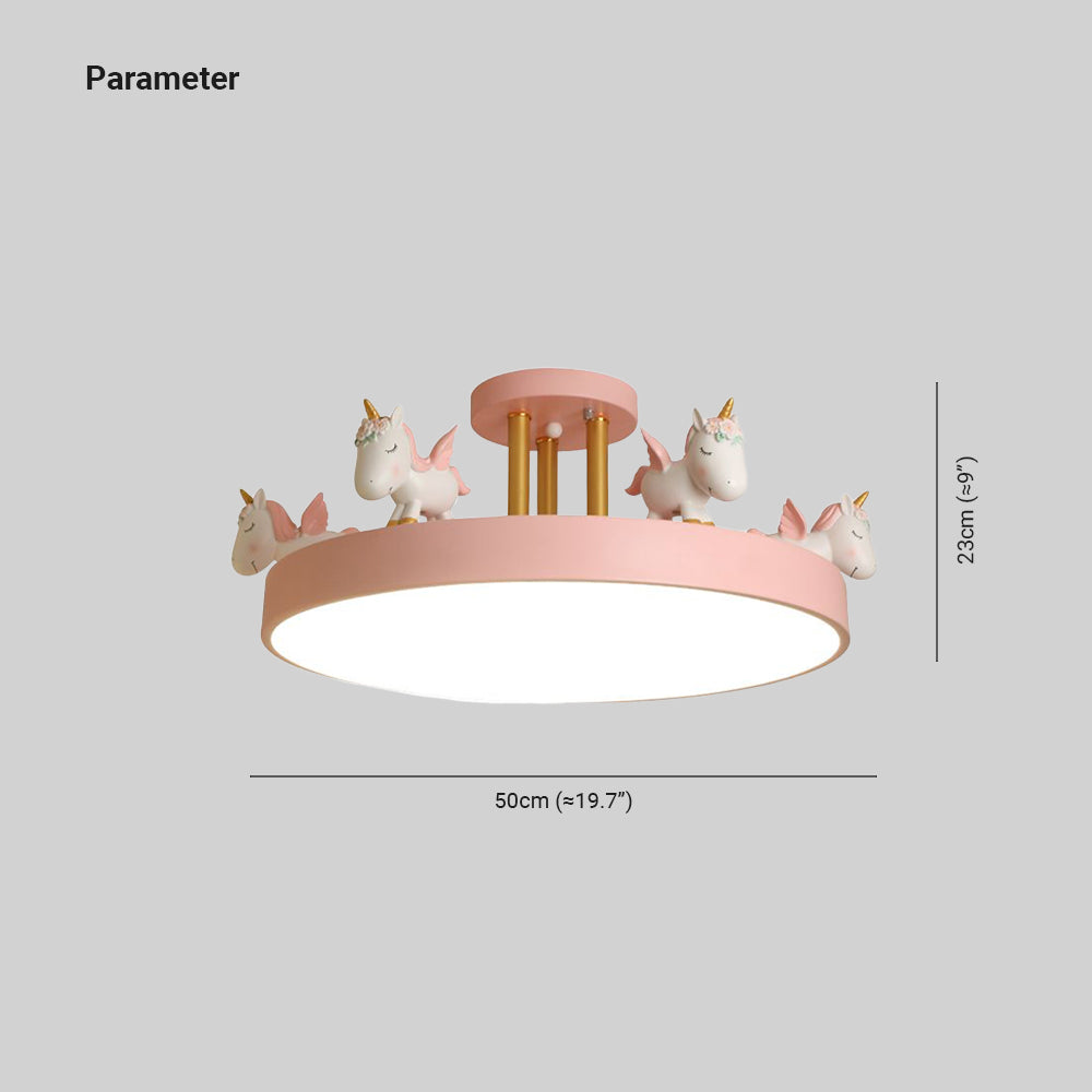 Arisha Modern Round Unicorn Semi-Flush Mount Ceiling Light