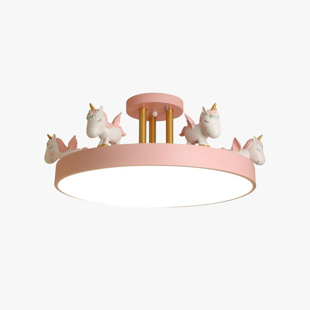 Arisha Modern Round Unicorn Semi-Flush Mount Ceiling Light