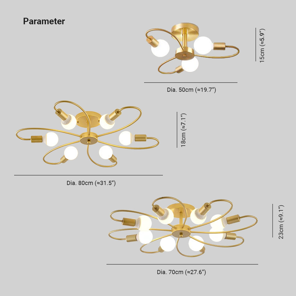 Valentina Modern Metal Flush Mount Ceiling Light, Black/Gold - Neutralighting
