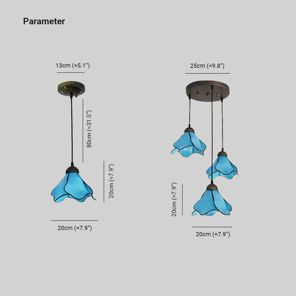 Arisha Flower Resin Pendant Light, Blue/Pink, 1/3 Heads - Neutralighting