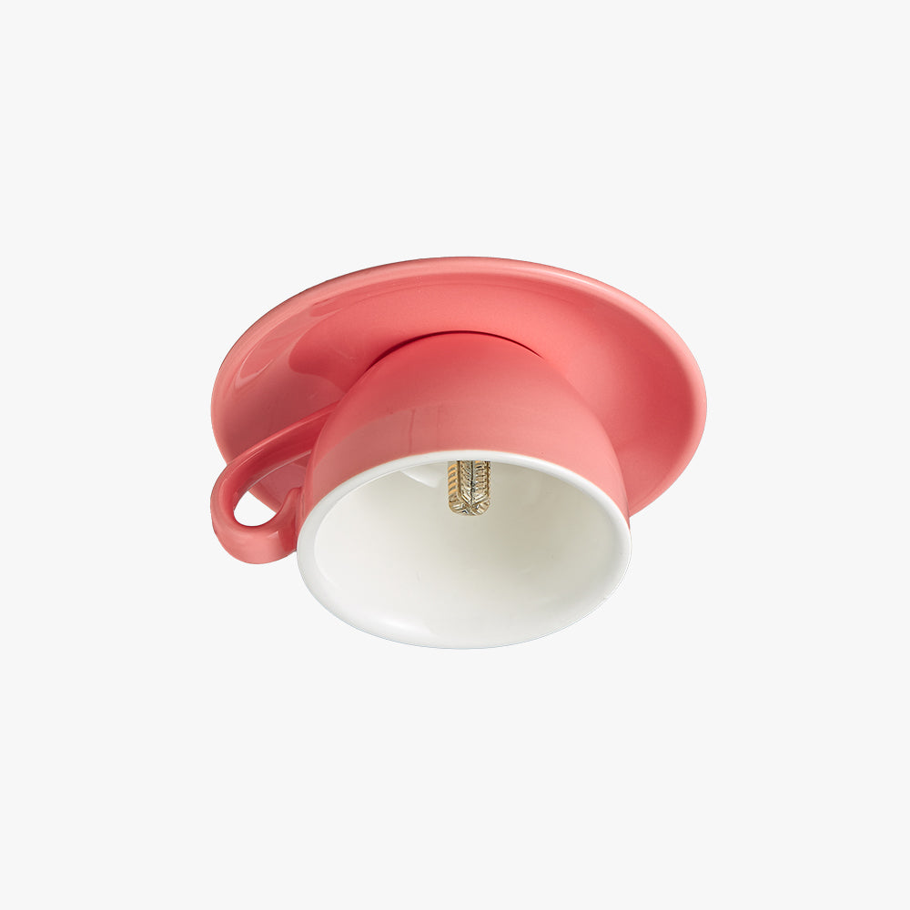Aria Modern Coffee Cups Ceramic Flush Ceiling Lighting - Neutralighting