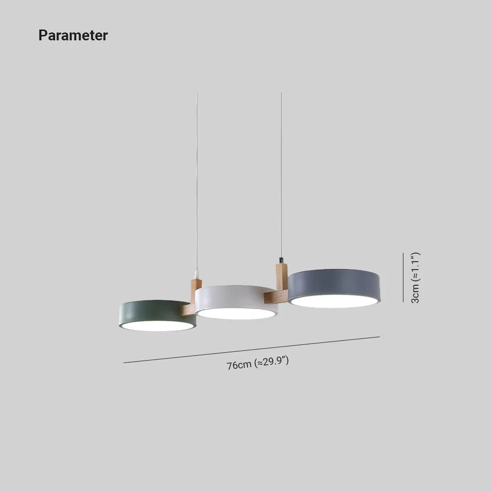 Aira Metal & Wood 3 Heads Circular LED Pendant Light - Neutralighting