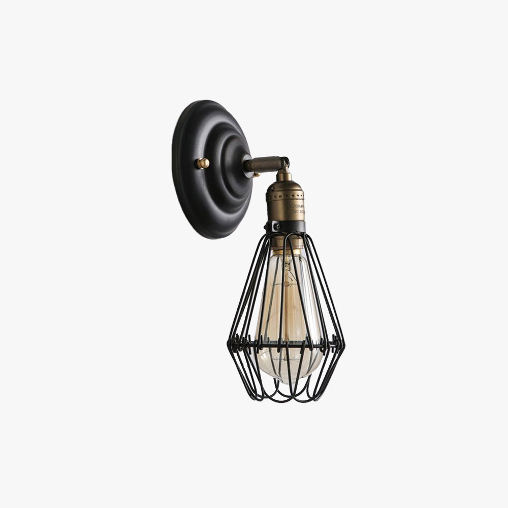 Alessio Industrial Lantern Shaped Metal Wall Lamp, Black/Rust - Neutralighting