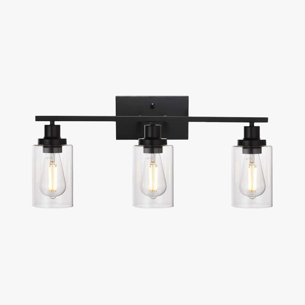 Alessio Industrial Metal/Glass Wall Lamp, Black, Bathroom, Vanity - Neutralighting