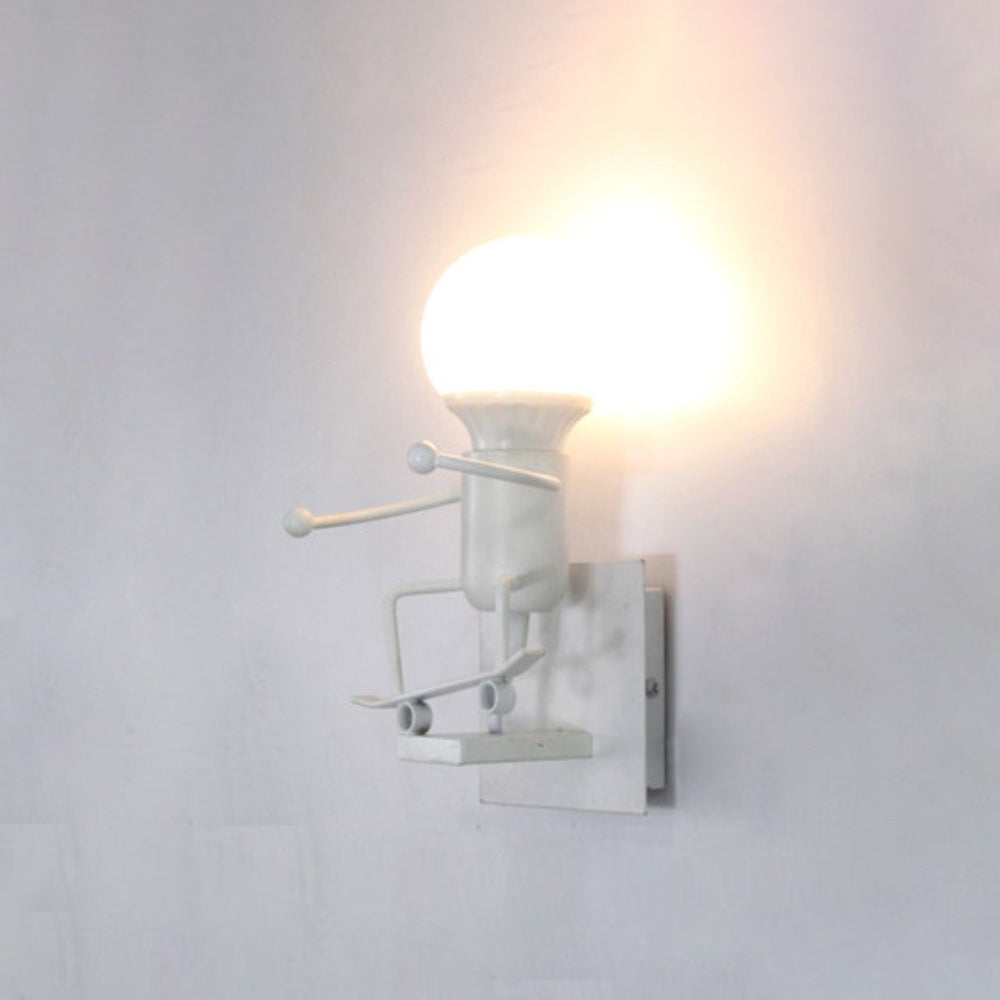 Arisha Modern Decorative Man Metal Wall Lamp, White/Black - Neutralighting