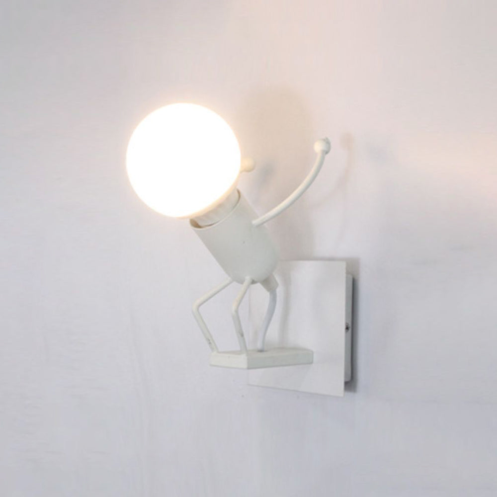 Arisha Modern Decorative Man Metal Wall Lamp, White/Black - Neutralighting