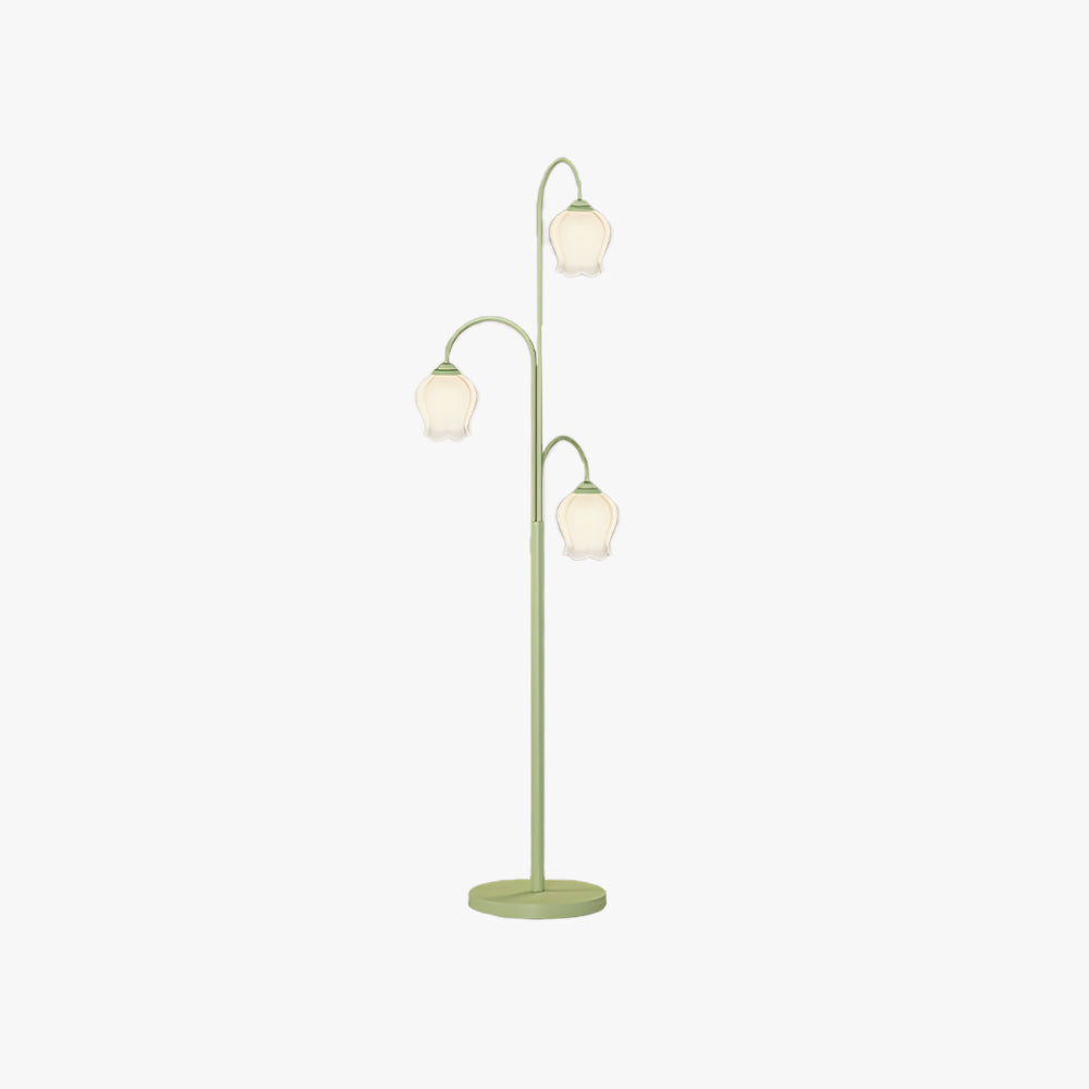 Lily Green Shade Flower Floor Lamp, Metal/Glass, Living Room/Bedroom - Neutralighting