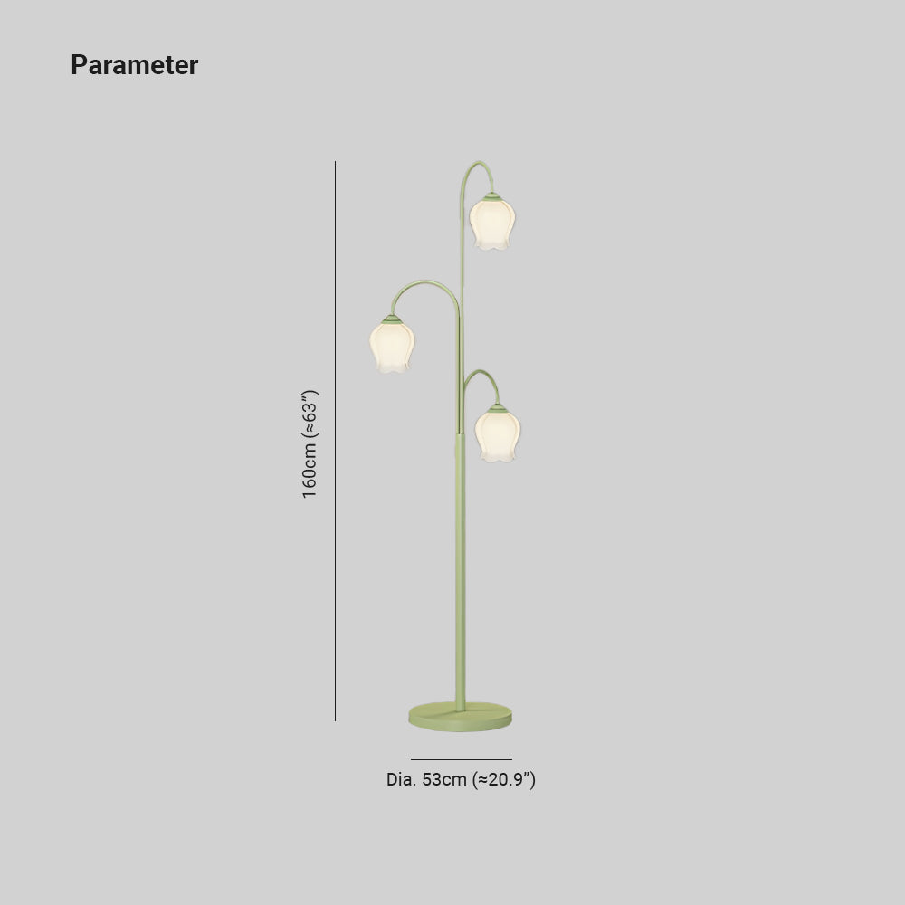 Lily Green Shade Flower Floor Lamp, Metal/Glass, Living Room/Bedroom - Neutralighting