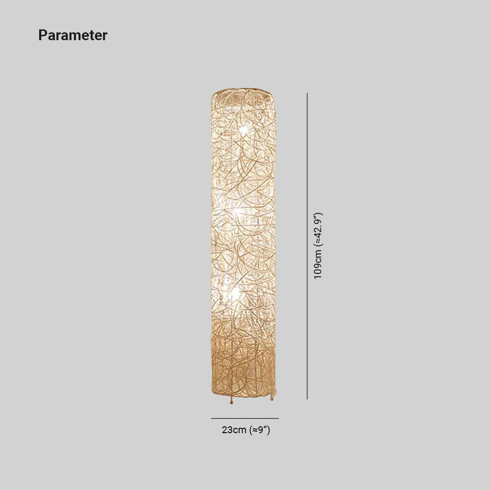 Ritta Retro Vase Wood Rattan Floor Lamp, White/Brown - Neutralighting