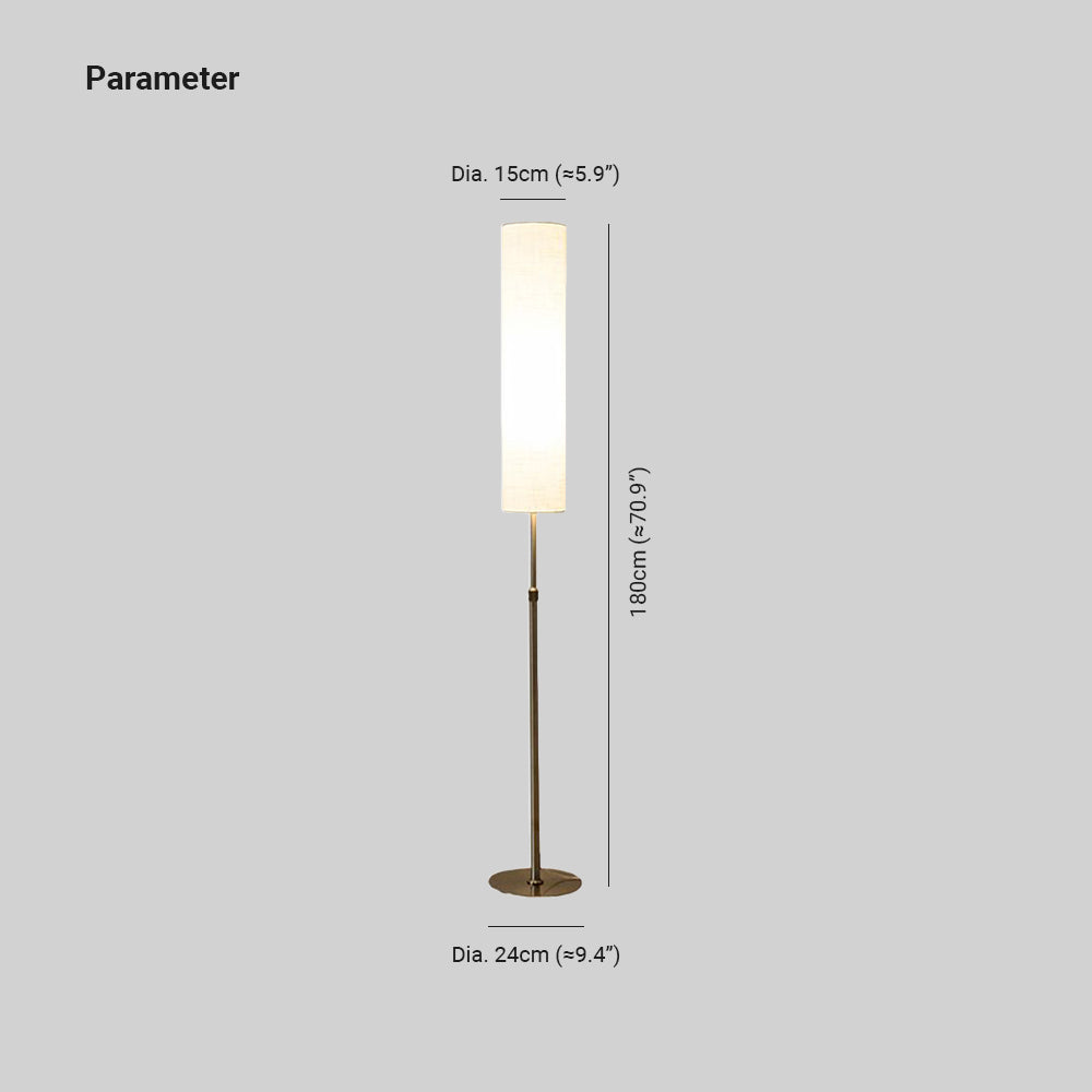 Eryn Minimalist Metal and Fabric Cylindrical White Floor Lamp - Neutralighting
