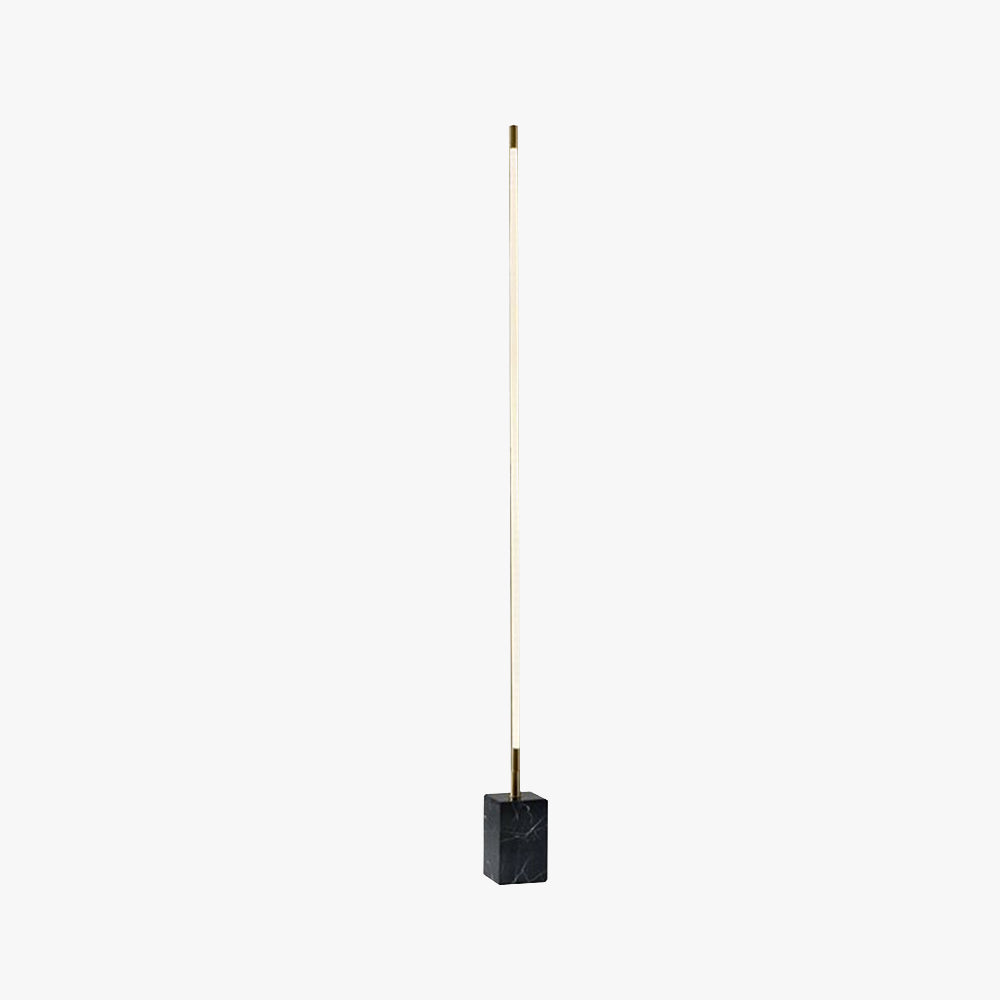 Edge Minimalist Linear Floor Lamp, Black/Gold, Metal/Marble - Neutralighting