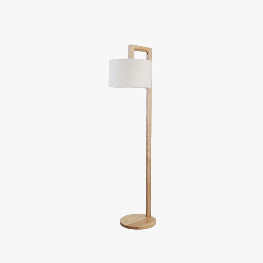 Ozawa Japanese Right Angle Arm Floor Lamp, Beige, Wood/Fabric - Neutralighting